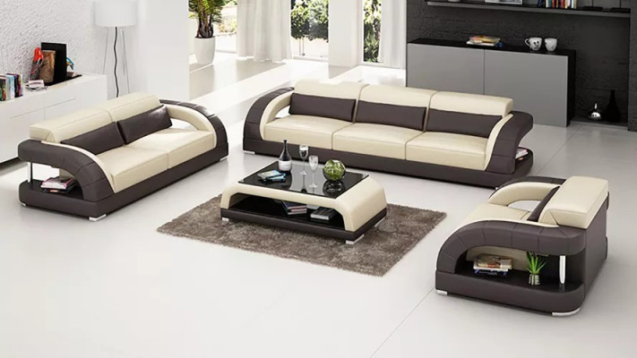 Woonlandschap bankstel 3+2+1 zits Designer bankstel Leren bankstel Moderne bankstel