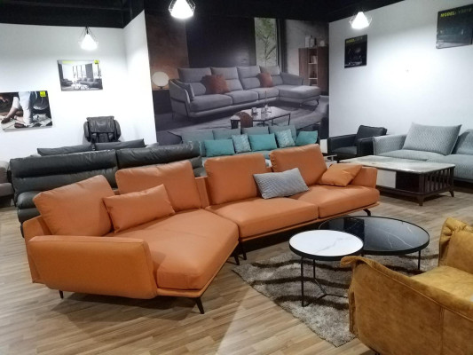 Hoekbank L-vormige woonkamer bankstel bank bekleding leer stof sofa's