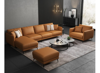 Woonlandschap set Ontwerp Modern Bankstel Moderne Hoekbank Leren Bank Nieuw