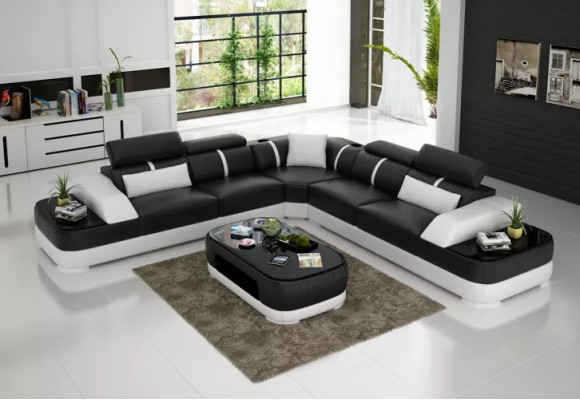 Woonkamer hoekbank Design hoekbank Moderne leren bekleding Bankstel