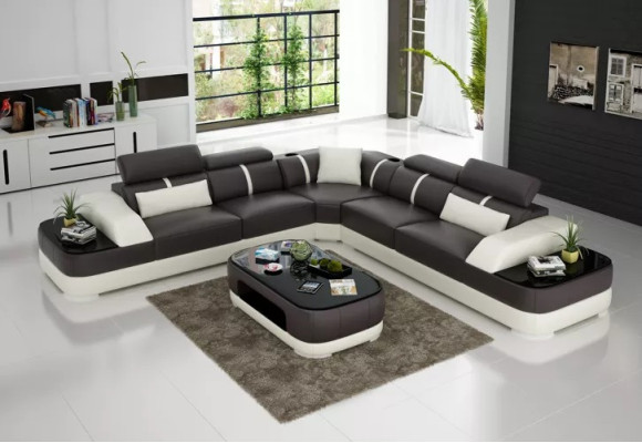 Woonkamer hoekbank Design hoekbank Moderne leren bekleding Bankstel