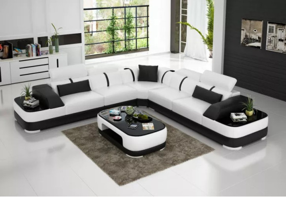 Woonkamer hoekbank Design hoekbank Moderne leren bekleding Bankstel