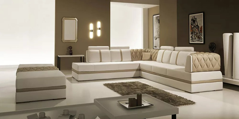 Hoekbank lederen bankstel Design bankstel Hoekbank L-vorm Moderne gestoffeerde woonkamer