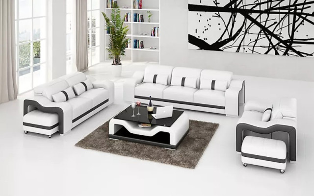 Bankstel 3-zits leren bank Moderne bank Woonlandschap Ontwerper