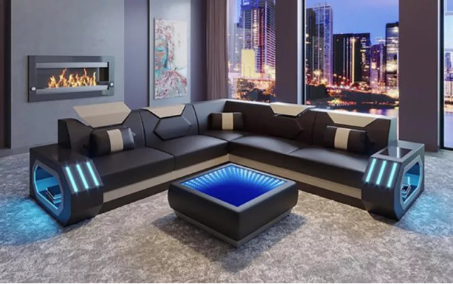 Hoekbank leren bekleding design woonkamer hoekbank bank bank L-vorm woonlandschap