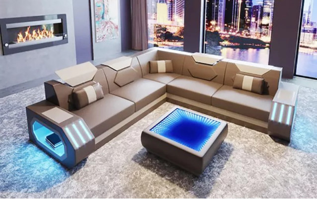 Hoekbank leren bekleding design woonkamer hoekbank bank bank L-vorm woonlandschap