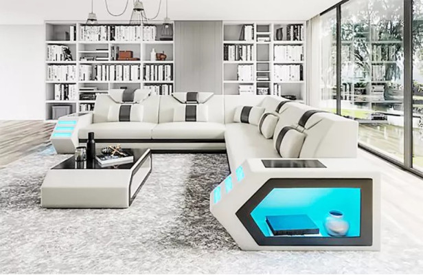 Ontwerp woonkamer hoekbank hoekbank meubels leren bekleding bank bank L-vorm + tafel