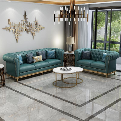 Sofaset 3+2 zits leren bank Moderne bank Designer bank Nieuw Chesterfield