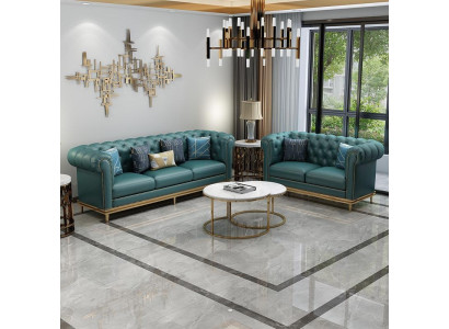 Sofaset 3+2 zits leren bank Moderne bank Designer bank Nieuw Chesterfield