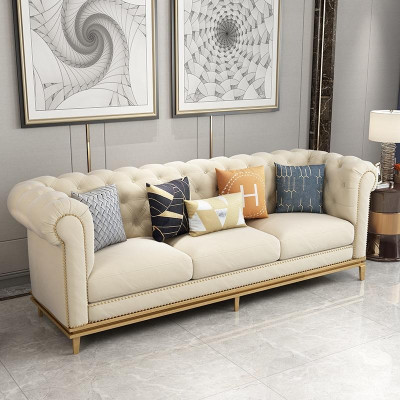 Sofaset 3+2 zits leren bank Moderne bank Designer bank Nieuw Chesterfield
