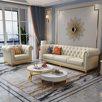 Sofaset 3+2 zits leren bank Moderne bank Designer bank Nieuw Chesterfield