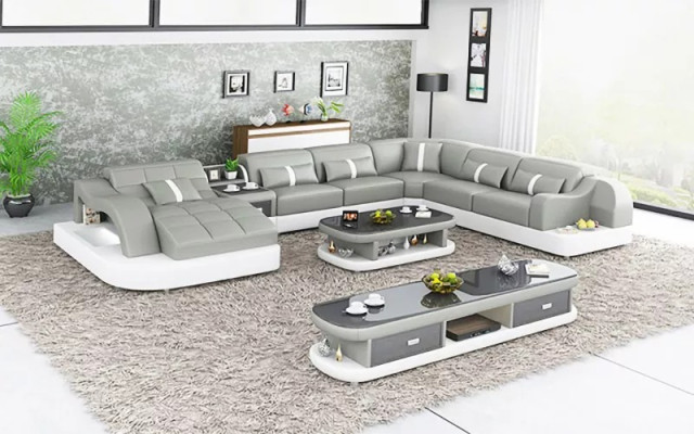 Leder xxl bank bank bekleding woonkamer landschap moderne ontwerper