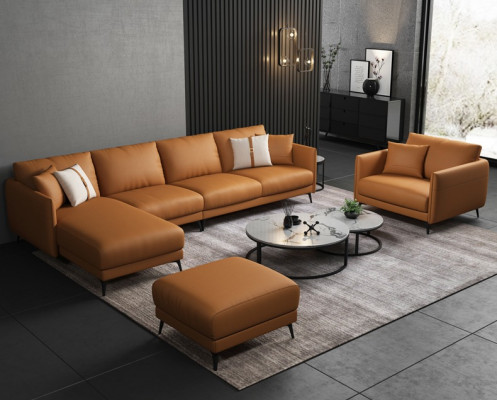 Hoekbank + fauteuil leren bank bank woonlandschap set design modern bank zitplaats