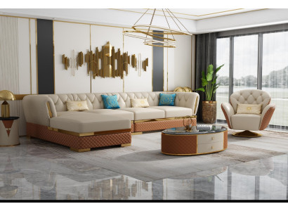 Exclusieve hoekbank meubels woonkamer sofa bekleding luxe bank hoekcombinatie