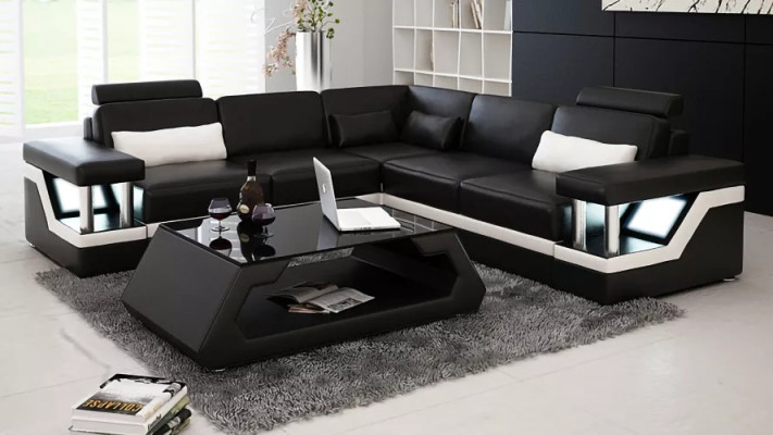 Hoekbank Ontwerp Hoekbank Woonkamer Meubels Leren Bekleding Bank Sofa