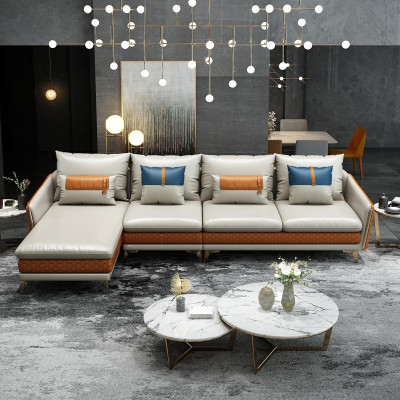 Hoekbank L-vorm Moderne bank Leren bank Decoratieve hoekbank Beklede woonlandschap