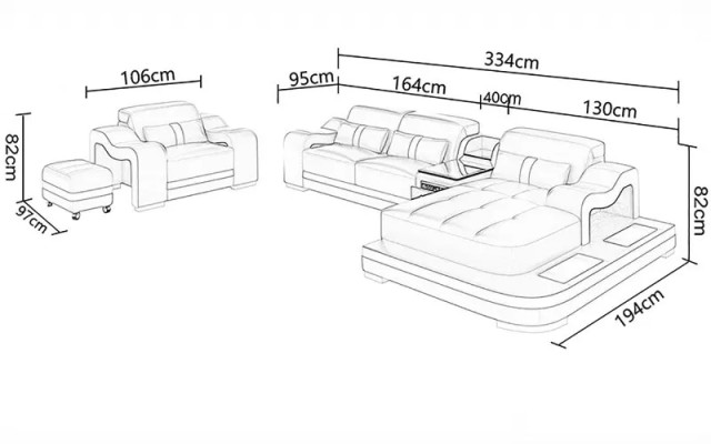 Moderne hoekbank L-vorm decoratieve fauteuil salontafel poef hoekbank gestoffeerd