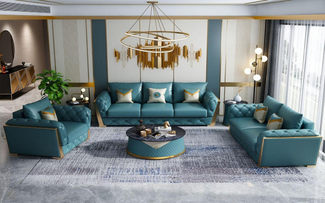 Sofaset 5-delig. Set zitkussen meubelstukken 2x bijzettafels bank salontafel nieuw