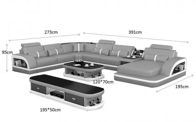 Woonlandschap Bankstel Bekleding Bankstel 3-delig Set Salontafel Dressoir