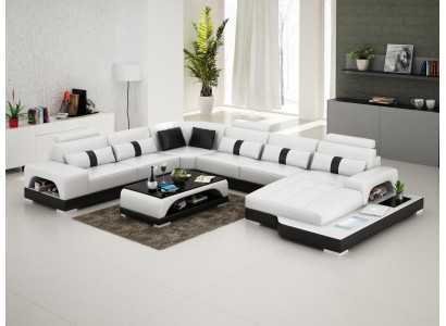 Hoekbank leren bank ontwerp luxe woonlandschap led bank bank bekleding hoekbank