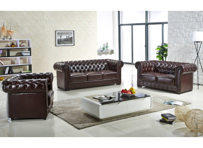 Bankstel 3-zits set bank stoffering bank leer relax woonkamerset