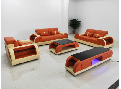 Sofaset van 3 2 1 zitsbank salontafel dressoir set modern design 5-delig.