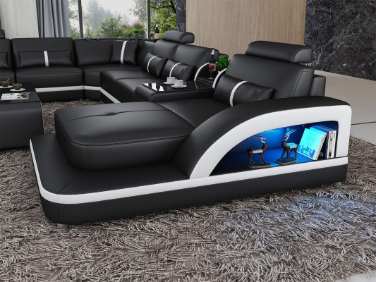 Hoekbank Beklede hoekbank U-vorm Salontafel Dressoir Leren bank Woonlandschap Nieuw