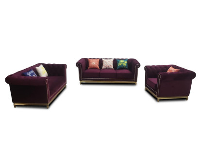 Zithoek 3+2+1 zits meubels gestoffeerd textiel-leder modern Chesterfield ontwerp.