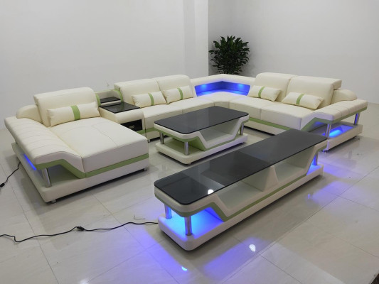 Moderne design woonlandschap hoekbank bank bank bank tv salontafel leer