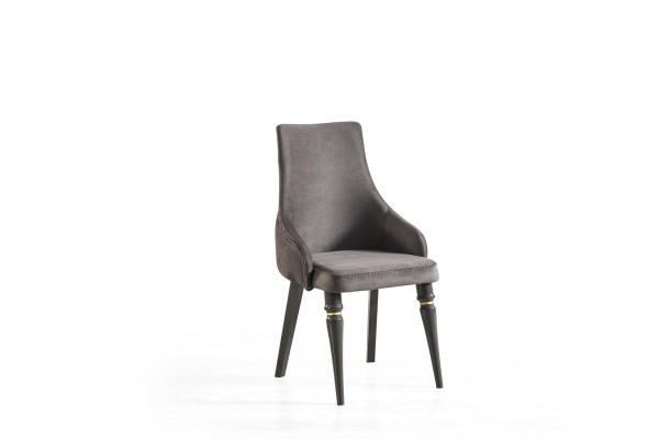 Luxe fauteuil, design stoelen, design fauteuil, houten gestoffeerde stoel, grijs.