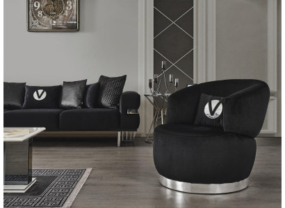 Zwarte fauteuil 1-zits textiel woonkamer luxe nieuw design fauteuil moderne fauteuil.