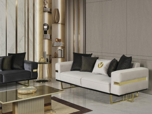 Bank 3-zits wit Bankstellen Stijl Luxe Woonkamer modern Ontwerp Stoffering