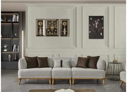 Bankstel 4-zits grijs Elegant Modern Luxe Design Houten Meubels Stoffen Bekleding Nieuw