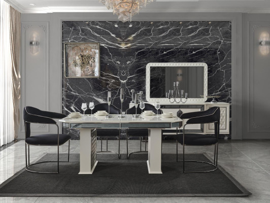 Compleet set eettafel 4x stoelen eetkamerset eetgroep houten tafel tafels 5-delig