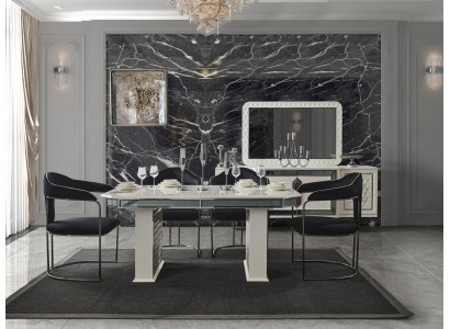 Compleet set eettafel 4x stoelen eetkamerset eetgroep houten tafel tafels 5-delig