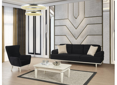 Bank bank Meubels 3+1 zits Salontafel bankstel Banken Bank Meubels Zwart