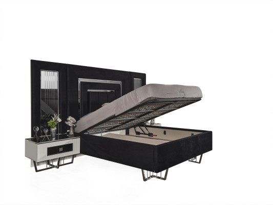 Slaapkamer bed 2x nachtkastjes luxe beddengoed set compleet design meubels 3-delig