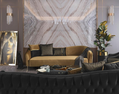Bankstel Chesterfield 3+1 zitsbank meubels salontafel fauteuil textiel stof