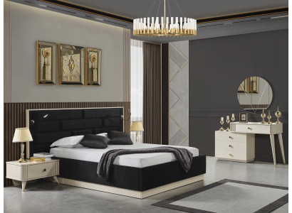 Bed 2x Nightstands Vanity Mirror Luxury Bedroom set Complete furniture