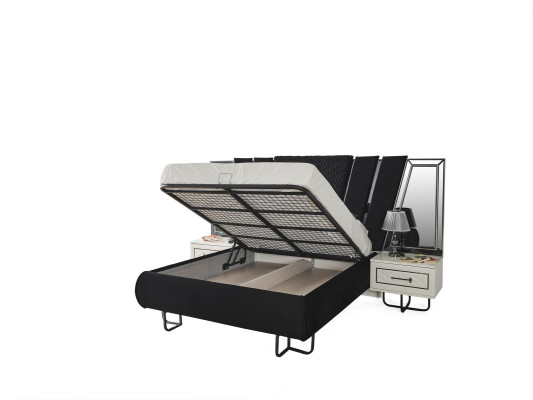 Slaapkamer bed met 2 nachtkastjes tweepersoonsbed meubels gestoffeerde bedden 3-delige set