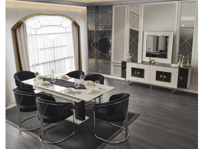 Eetkamer Eettafel Stoel 6x Stoelen Tafel Tafels Metaal Eetgroep Set 7-delig Nieuw