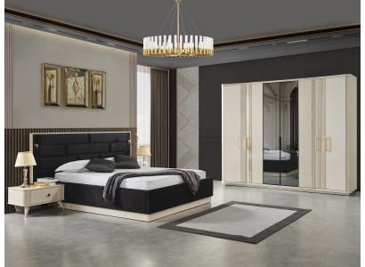 Bed 2x Bedside Tables + Wardrobe Luxury Beds Design Furniture Cabinet