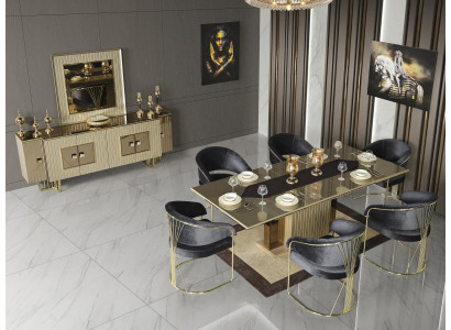 Compleet set eettafel + 6 stoelen eetkamerset eetgroep houten tafel tafels 7-delig.