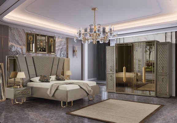 Slaapkamer 2 Nachtkastjes + Bed + Kledingkast 3-dlg. Complete meubel set.