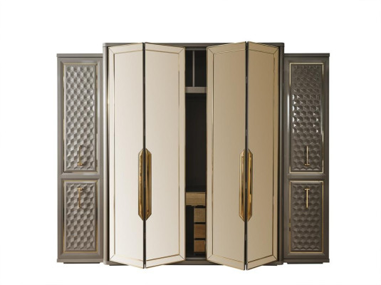 Slaapkamer 2 Nachtkastjes + Bed + Kledingkast 3-dlg. Complete meubel set.