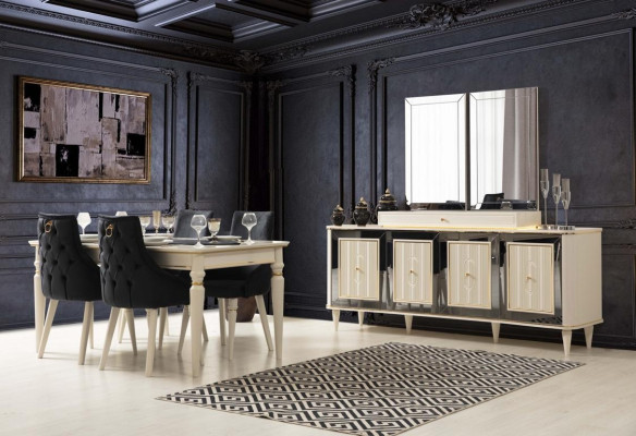Compleet set eettafel 4x stoelen eetkamerset eetgroep houten tafels 5-delig