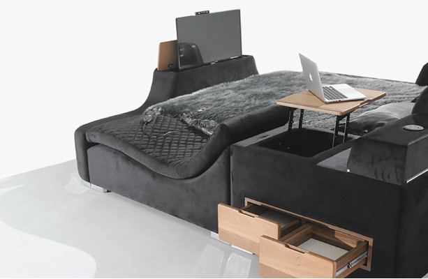 Exquise bed multifunctioneel dubbel ligbed moderne slaapkamermeubels.