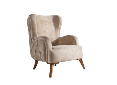 Textiel gestoffeerde fauteuil bank bank stoel luxe kleurrijke ontspanning beige Chesterfield Nieuw