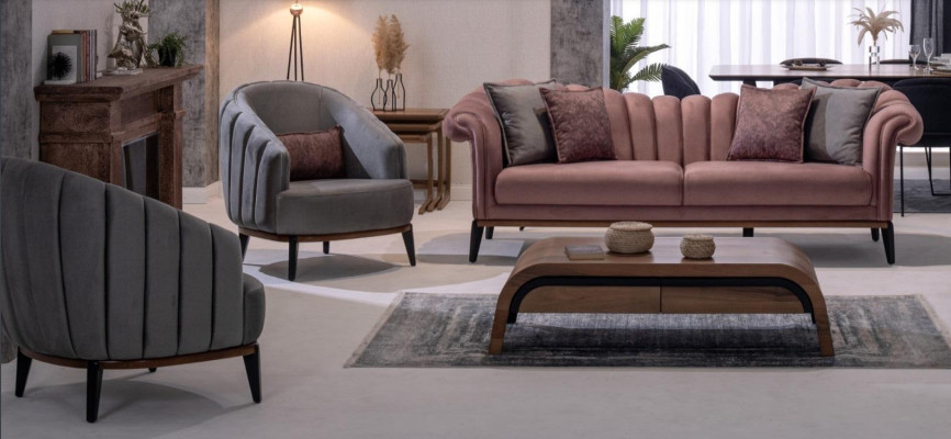 Sofa set 3-zits set Ontwerp bank Beklede banken Moderne set