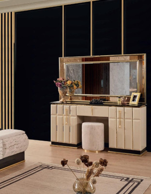 Kaptafel commode met spiegel console commodes slaapkamer 2-delig.